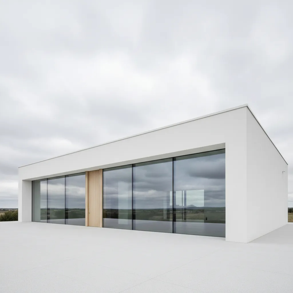Monolithic white minimalist house