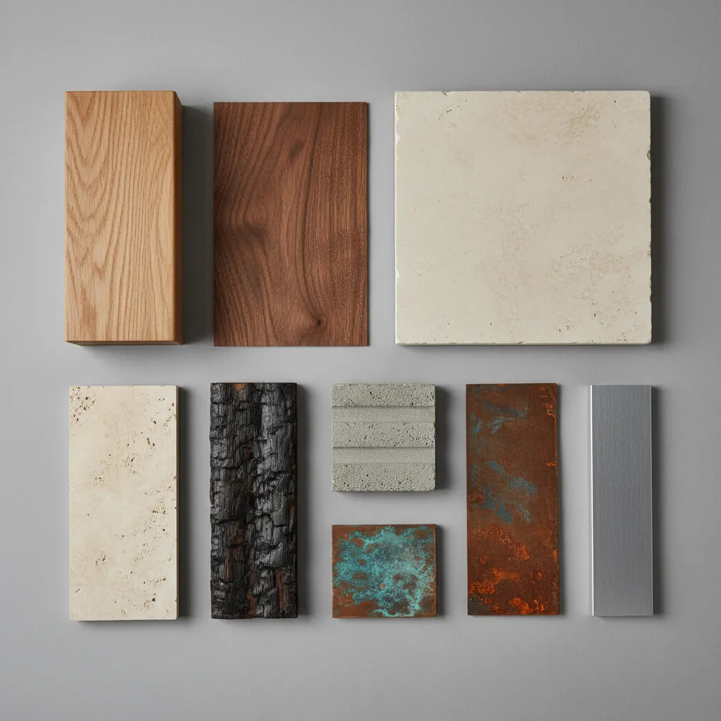 Material board: wood, stone, metals